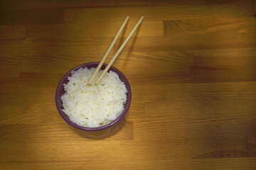 Rice in a cup, healthy food, Asian cuisine.