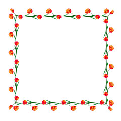 Wreath of the red tulip flowers. Vector decorative design element. 