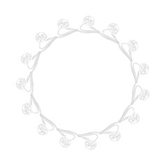 Floral frame or wreath. Round botanical design element. 