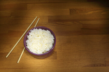Rice in a cup, healthy food, Asian cuisine.