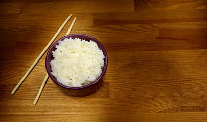 Rice in a cup, healthy food, Asian cuisine.