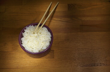 Rice in a cup, healthy food, Asian cuisine.