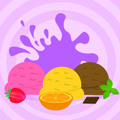 Mixed ice cream advertisement vector image..