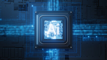 3d illustration Technology Smart motherboard chip creative map