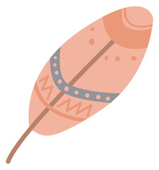 Cute feather drawing with bohemian ethnic ornament decoration