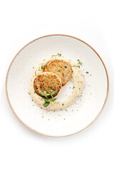 fish cakes with garnish