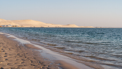 view of sealine sea shore during the low tide.