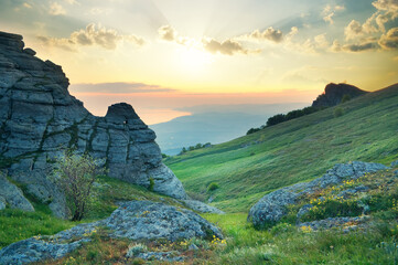 morning mountain landscape.
