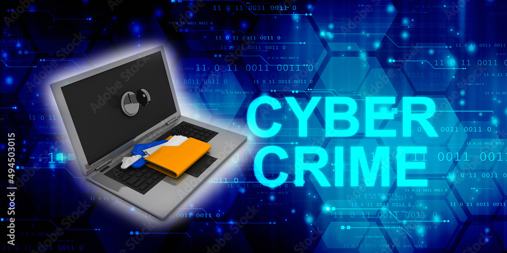 Poster 3d rendering folder on laptop with key protection