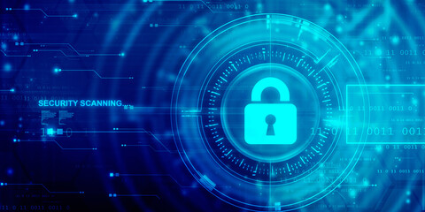 2d illustration Safety concept: Closed Padlock on digital background
