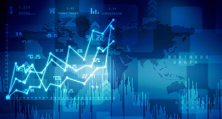 2d rendering Stock market online business concept. business Graph 