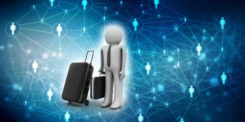 Naklejka premium 3d illustration abroad work aim concept 