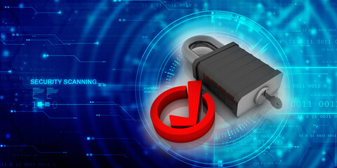 3d illustration Checkbox Tick protection lock
