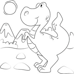 Vector illustration, black line, coloring book, dinosaur, children's book