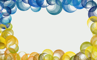 Frame from balls of blue and yellow colors symbolizing the flag of Ukraine