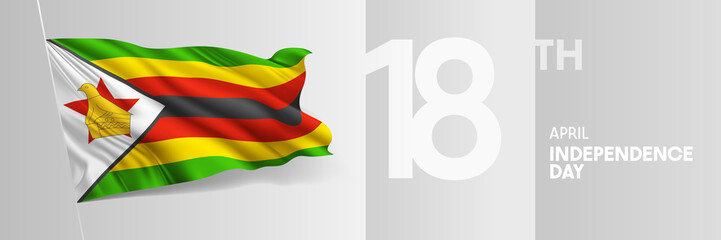 Zimbabwe happy independence day greeting card, banner vector illustration