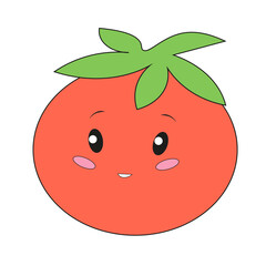 Kawaii tomato character, cute funny kids illustration isolated on white background.