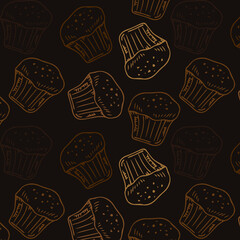 Wrapping paper - Seamless pattern of cake, cupcake and muffin for vector graphic design