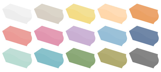 Set Fünfzehn Diagonale Preisaufkleber Pfeil Retrofarben