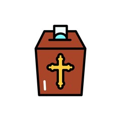 Church donation line color icon. Isolated vector element. Outline pictogram for web page, mobile app, promo