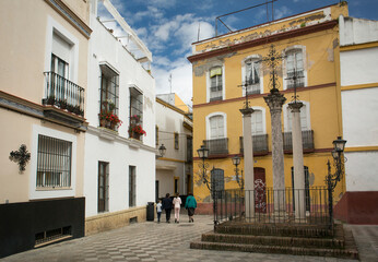 Fototapeta na wymiar Cruces Square in Santa Cruz district, Sevilla