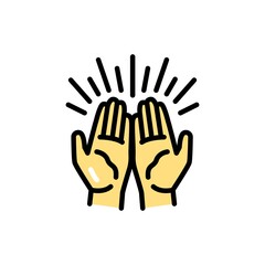 Gesture hands faith in god line color icon. Isolated vector element. Outline pictogram for web page, mobile app, promo