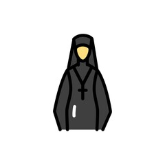 Nun line color icon. Isolated vector element. Outline pictogram for web page, mobile app, promo