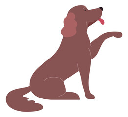 Friendly dog icon. Sitting pet holding paw