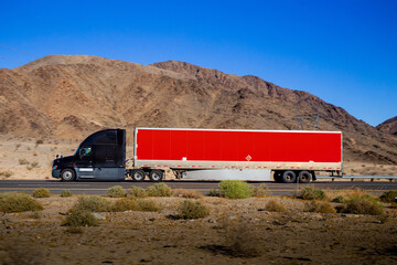 Semi Trucks on the Nevada Highway, USA. Trucking in Nevada , USA  