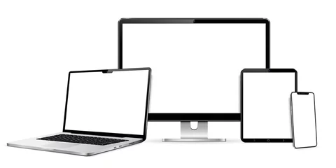 Foto op Plexiglas Realistic computer screen, laptop, tablet, phone © fad82