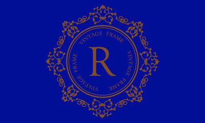 Vector logo with the letter R on a dark background. Great for logo, monogram, invitation, flyer, menu, brochure, background or any desired idea.