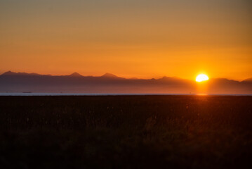 sunset over the lake