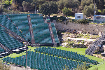 Top view of the auditorium of performances and events at the Sultan's Pool in Jerusalem