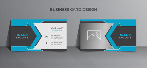 Morden and creative vector business card template design  in blue color