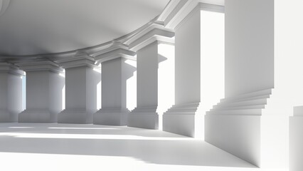 Naklejka premium Classic semicircular interior with columns 3d render
