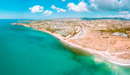 Gordijnen Areal view of Coral Bay and Peyia in Paphos region, Cyprus © Dmitrijs Karcevs/Wirestock Creators