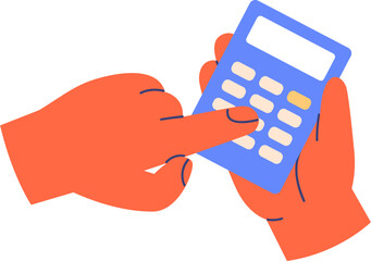 Fingers Pressing Calculator Buttons Cartoon Illustration