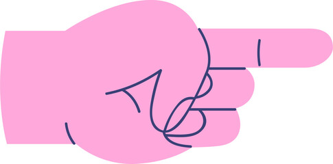 Hand with Index Finger Pointing Forward Cartoon Illustration