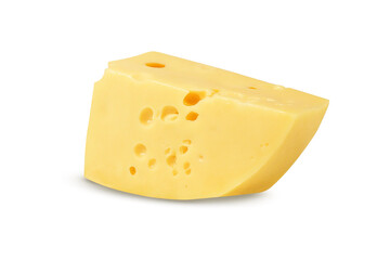Cheese on an isolated white background. Cheese with holes