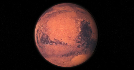 Beautiful view of the phase of planet Mars isolated on black background