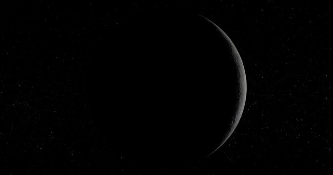 3d rendering of the new Moon isolated on a black background