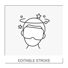  Goggles line icon. Dizziness in person in virtual glasses. Modern virtual technology. VR concept. Isolated vector illustration.Editable stroke