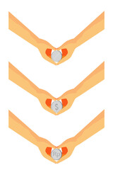 Simple Vector Set 3 illustration for money grubber, holding Silver coin isolated on white