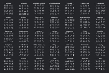 mega pack icon set symbol template for graphic and web design collection logo vector illustration © keenan