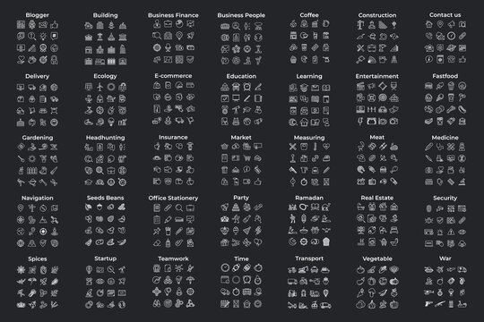 mega pack icon set symbol template for graphic and web design collection logo vector illustration
