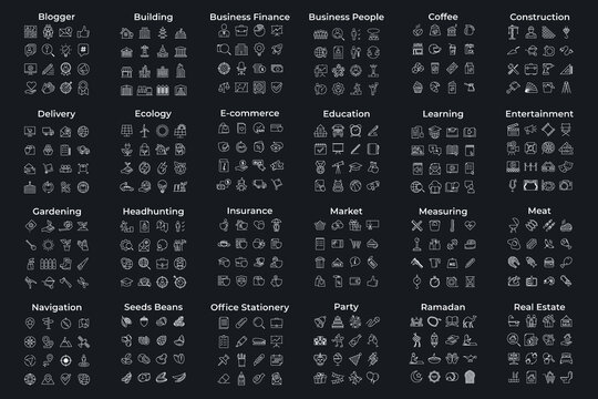 mega pack icon set symbol template for graphic and web design collection logo vector illustration