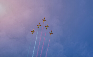 group of fighters in the sky