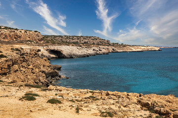 Seascape Cape Greco peninsula park, Cyprus.