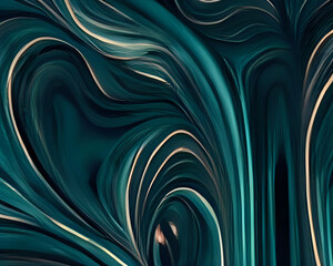 Fototapeta premium Conceptual abstract digital art. Vivid tints of blue and green. Dynamic flowing natural forms.