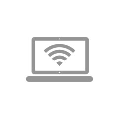 Laptop Screen Icon With WiFi Icon isolated on white background
